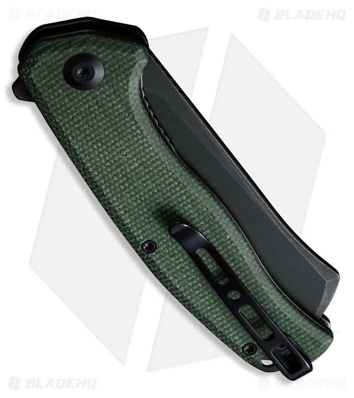SENCUT Traxler Liner Lock Flipper Knife Green Micarta (3.49" Black) S20057-4