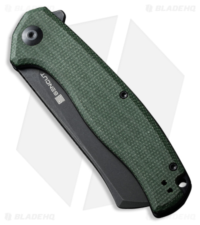 SENCUT Traxler Liner Lock Flipper Knife Green Micarta (3.49" Black) S20057-4