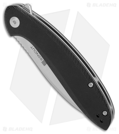SENCUT San Angelo Liner Lock Flipper Knife Black G-10 (3.48" Satin) S21003-1