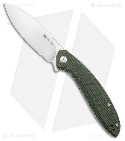 SENCUT San Angelo Liner Lock Flipper Knife Green Micarta (3.48" Satin) S21003-3