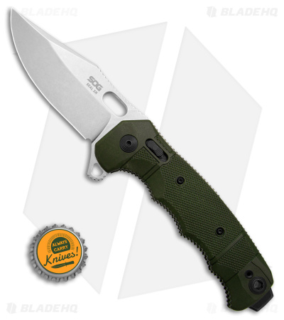 SOG Seal XR Flipper Knife OD Green FRN (3.9" Stonewash S35VN) BHQ Exclusive