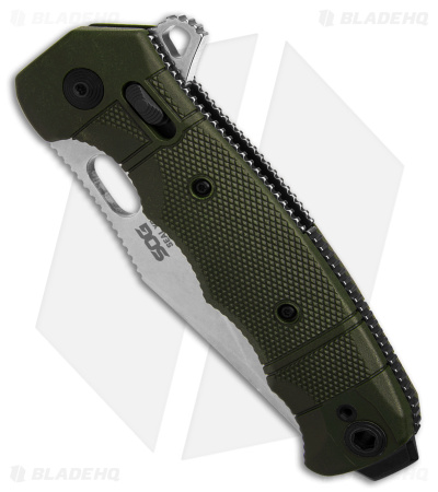 SOG Seal XR Flipper Knife OD Green FRN (3.9" Stonewash S35VN) BHQ Exclusive