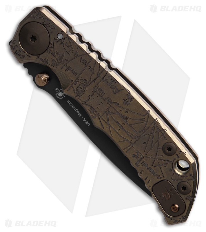 Spartan Blades Harsey MagnaCut Folder Frame Lock Knife Brnz  DiVinci (4" Black)