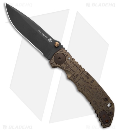 Spartan Blades Harsey MagnaCut Folder Frame Lock Knife Brnz  DiVinci (4" Black)