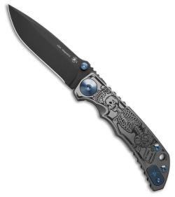 Spartan Blades Harsey MagnaCut Folder Frame Lock Knife Memento Mori (4&quot; Black) | 212395