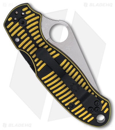 Spyderco Para 3 Salt Compression Lock Knife Yellow/Black G-10 (3" Satin)