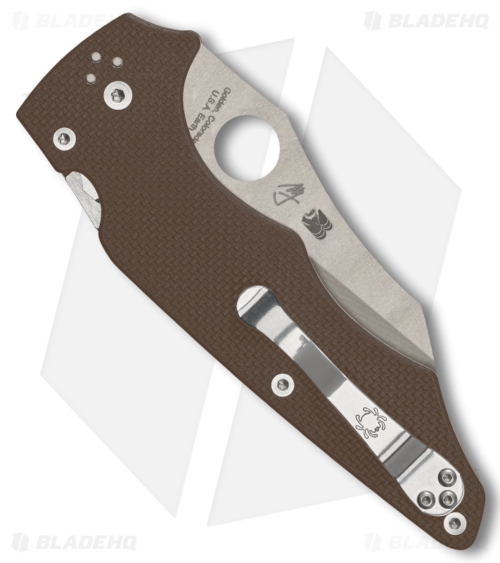 Spyderco YoJumbo Compression Lock Knife Brown G-10 (4" Satin 15V) C253GPBN15V