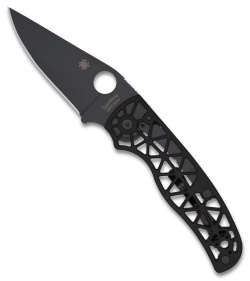 Spyderco Edgerati Serrated Compression Lock Knife Black (3.6" Black Serr)