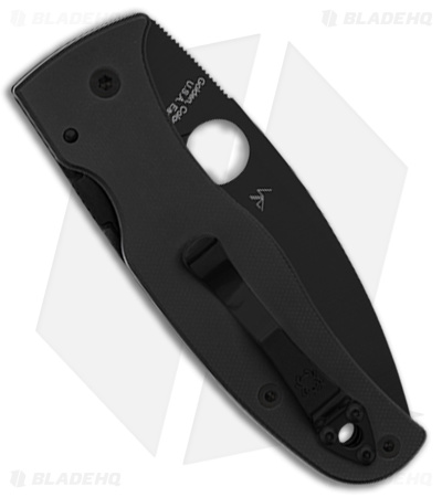 Spyderco Bodacious Compression Lock Knife Black G-10 (3.6" Black DLC Serr)
