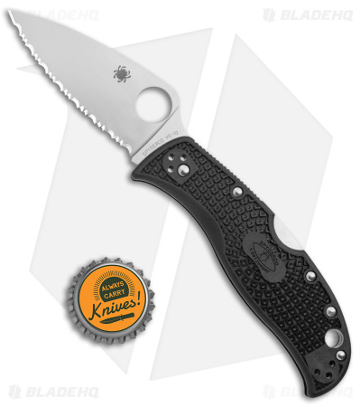 Spyderco LeafJumper Lock Back Knife Black FRN (3" Satin Serr VG-10) C262SBK