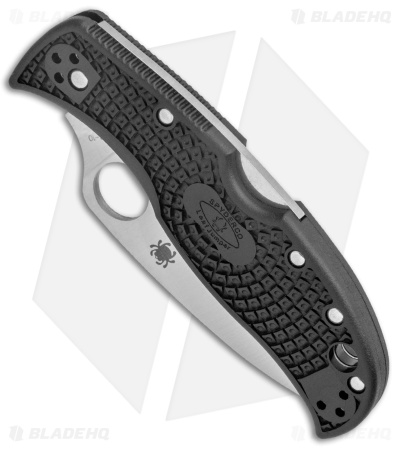 Spyderco LeafJumper Lock Back Knife Black FRN (3" Satin Serr VG-10) C262SBK