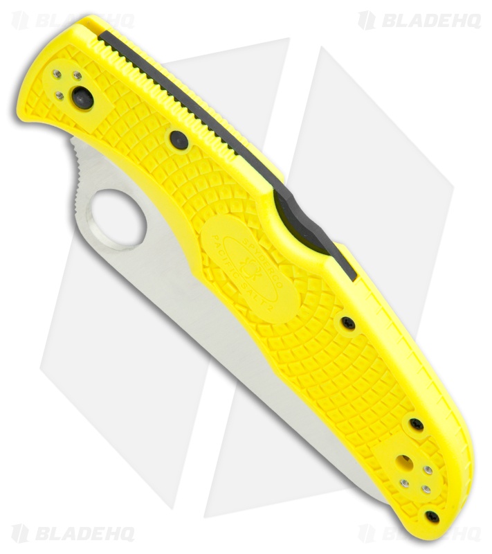 Spyderco Pacific Salt 2 Lockback Knife Yellow FRN (3.4" Satin Serr) C91SYL2