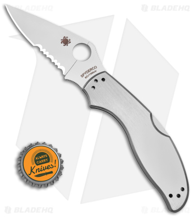 Spyderco UpTern Lock Back Knife Stainless Steel (2.9" Satin Serrated)