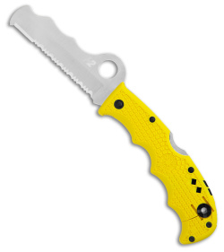 Spyderco Assist Salt H-2 Knife Yellow FRN (3.69" Satin Serr) C79PSYL