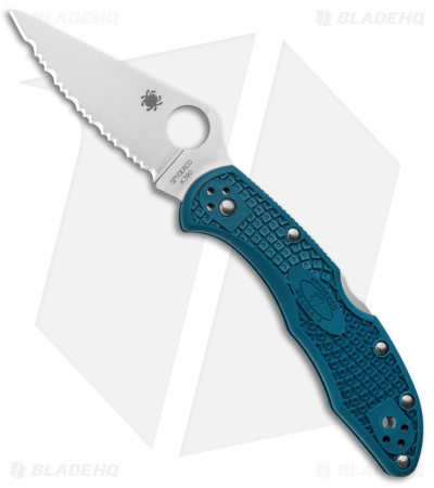 Spyderco Delica 4 Lightweight Lockback Knife Blue FRN (2.9" Serr) C11FSK390