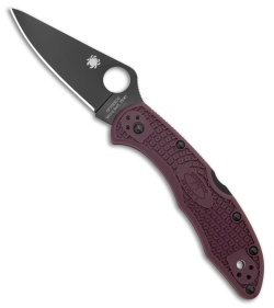 Spyderco Delica 4 Lightweight Lockback Knife Burgundy FRN (2.9" Black PD#1)