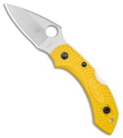 Spyderco Dragonfly 2 Salt Lockback Knife Yellow FRN (2.25&quot; Satin H2) C28PYL2 | 9301