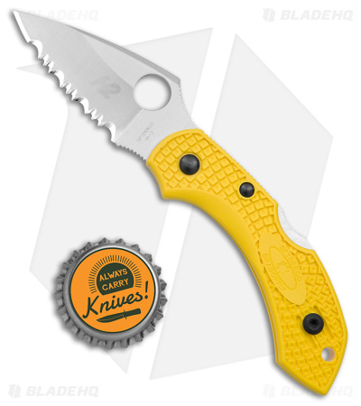 Spyderco Dragonfly 2 Salt Lockback Knife Yellow FRN (2.25" H2 Satin Serr) 