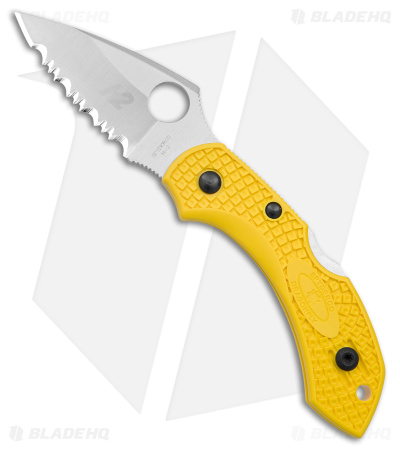 Spyderco Dragonfly 2 Salt Lockback Knife Yellow FRN (2.25" H2 Satin Serr) 