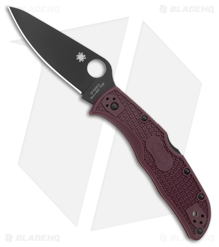 Spyderco Endela Back Lock Knife Burgundy FRN (3.4" Black PD#1)