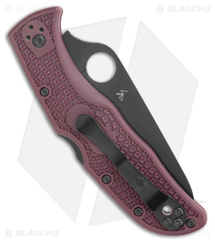 Spyderco Endela Back Lock Knife Burgundy FRN (3.4" Black PD#1)