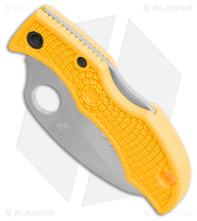 Spyderco Ladybug 3 Hawkbill Salt Knife Yellow FRN (1.875" Satin Serr) LYLS3HB
