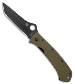 Spyderco Lum Liner Lock Tanto Knife OD Green G-10 (3.9" Black M390) C46GPODBK