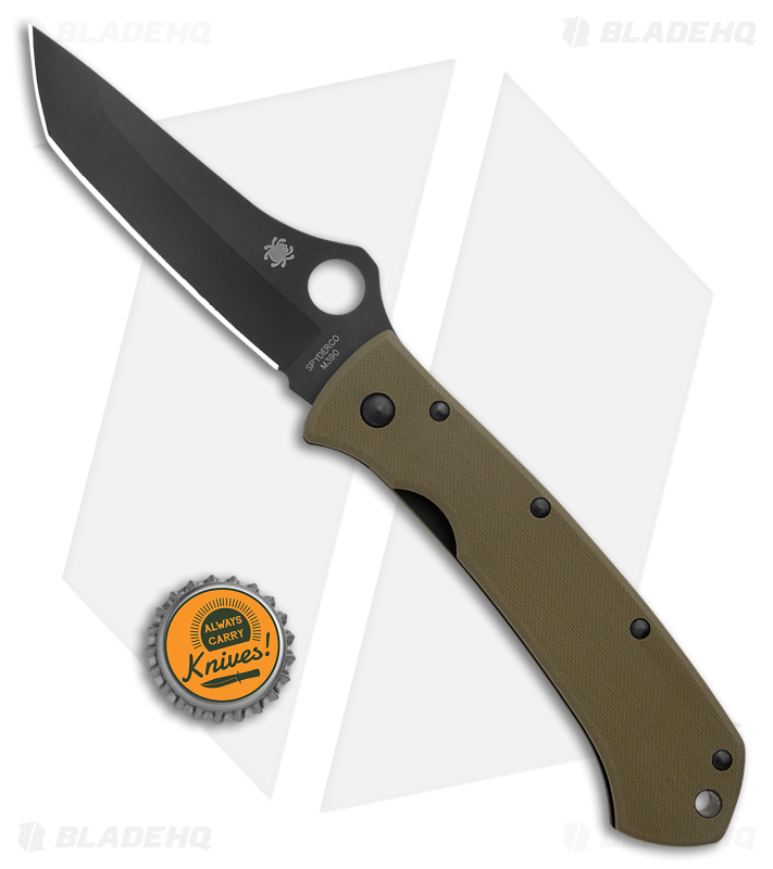 Spyderco Lum Liner Lock Tanto Knife OD Green G-10 (3.9" Black M390) C46GPODBK