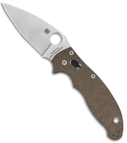 Spyderco Manix 2 Ball Bearing Lock Knife Brown Micarta (3.4" Satin CPM CRU-WEAR)