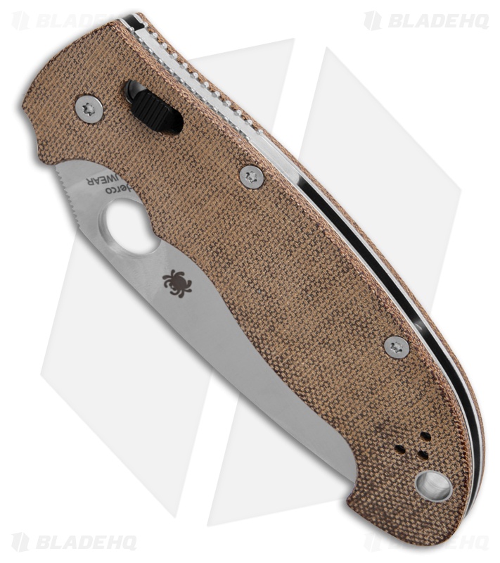 Spyderco Manix 2 XL Brown Canvas Micarta (3.85" Satin CRU-WEAR) C95MPCW2