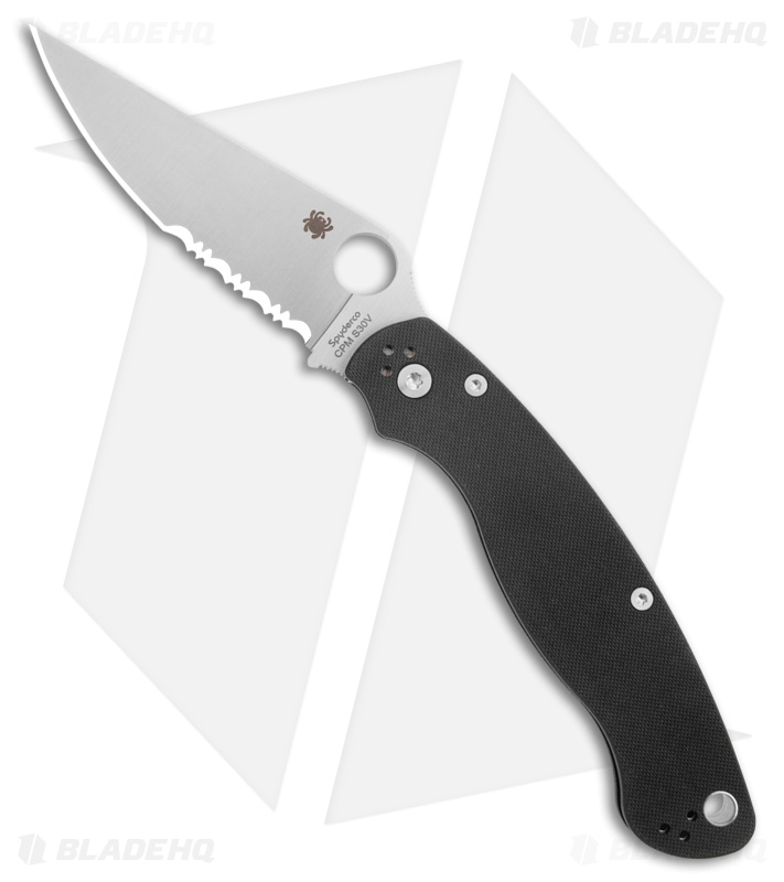 Spyderco Military 2 Compression Lock Knife Black G-10 (4" Satin Serr S30V)