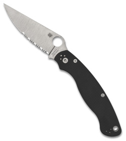 Spyderco Military 2 Compression Lock Knife Black G-10 (4" Satin Serr S30V)