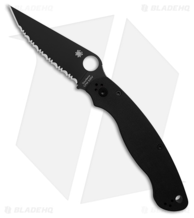 Spyderco Military 2 Compression Lock Knife Black G-10 (4" Black Full Serr S30V)