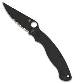 Spyderco Military 2 Compression Lock Knife Black G-10 (4" Black Serr S30V)