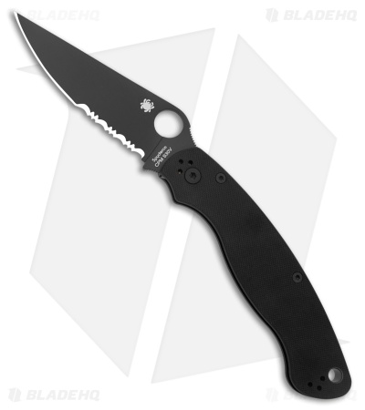 Spyderco Military 2 Compression Lock Knife Black G-10 (4" Black Serr S30V)