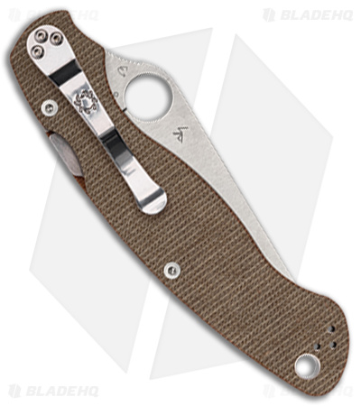 Spyderco Military 2 Compression Lock Knife Brown Micarta (4" Satin CRU-WEAR)