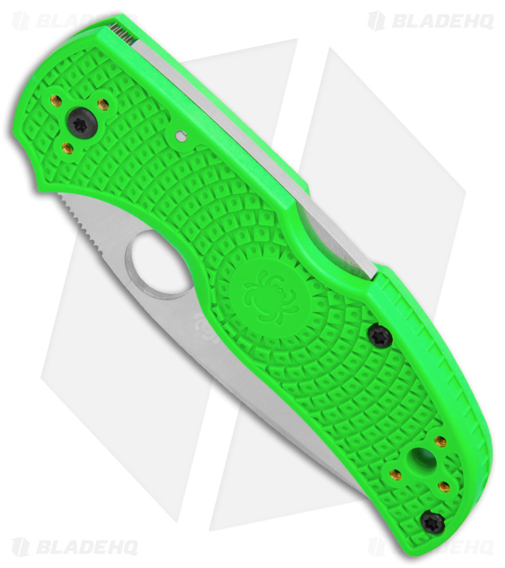 Spyderco Native 5 Salt Lockback Knife Green FRN (3" Satin LC200N Serr) C41SGR5