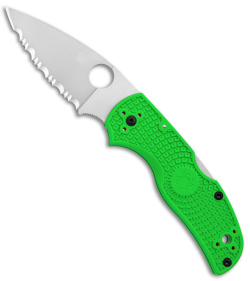 Spyderco Native 5 Salt Lockback Knife Green FRN (3" Satin LC200N Serr) C41SGR5