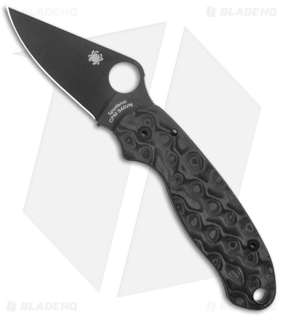 Flytanium Raindrop Carbon Fiber Scales + Spyderco Para 3 Knife (3" Black)