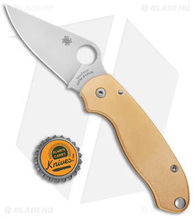 Spyderco Para 3 Pocket Knife (3" Satin) + Flytanium Brass Scales