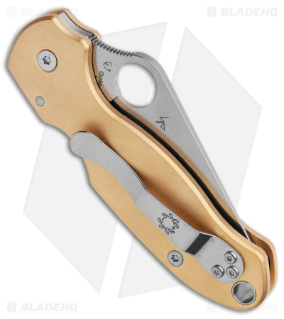 Spyderco Para 3 Pocket Knife (3" Satin) + Flytanium Brass Scales