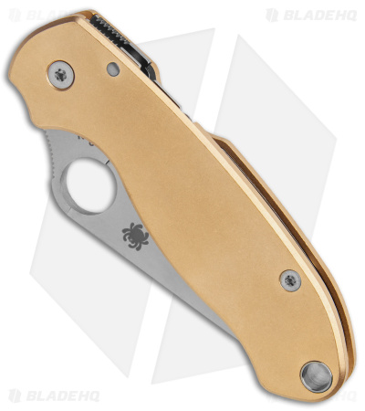 Spyderco Para 3 Pocket Knife (3" Satin) + Flytanium Brass Scales