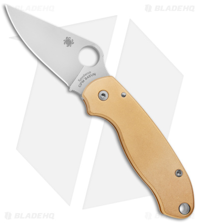 Spyderco Para 3 Pocket Knife (3" Satin) + Flytanium Brass Scales