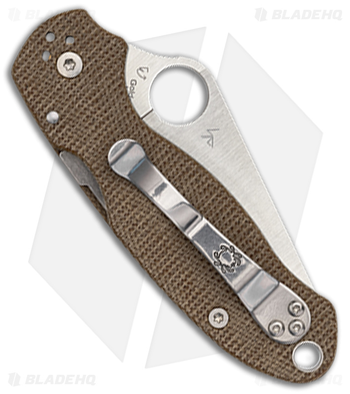 Spyderco Para 3 Knife Brown Canvas Micarta (3" Satin CPM CRU-WEAR) C223MPCW