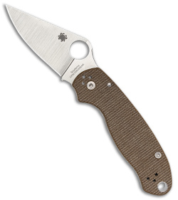 Spyderco Para 3 Knife Brown Canvas Micarta (3&quot; Satin CPM CRU-WEAR) C223MPCW | 203411