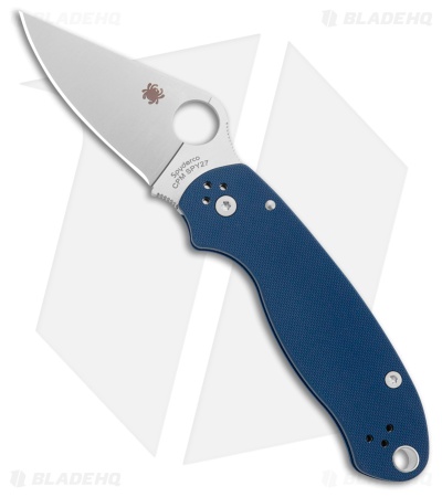 Spyderco Para 3 Knife Cobalt Blue G-10 (3" Satin CPM SPY27) C223GPCBL