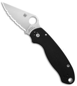 Spyderco Para 3 Compression Lock Knife Black G-10 (3" Satin Full Serr) C223GS