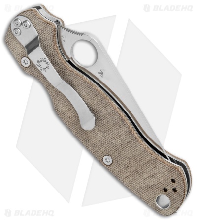 Spyderco Paramilitary 2 Knife Brown Micarta (3.4" Satin CRU-WEAR) *DISC*