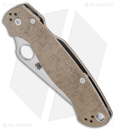 Spyderco Paramilitary 2 Knife Brown Micarta (3.4" Satin CRU-WEAR) *DISC*