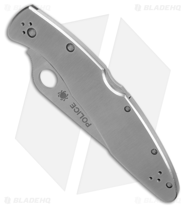 Spyderco Police Stainless Steel Folding Knife C07S (4.125" Satin Full Serr)